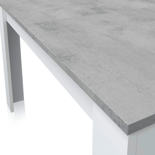Mesa de jantar extensível 140-190x90 cm Sira Branco Artik (Branco mate) - Cinzento Cimento 190 x 78 x 90 cm
