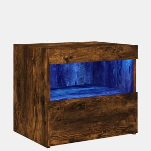 vidaXL Mesa de cabeceira c luzes LED 50x40x45 cm carvalho fumado