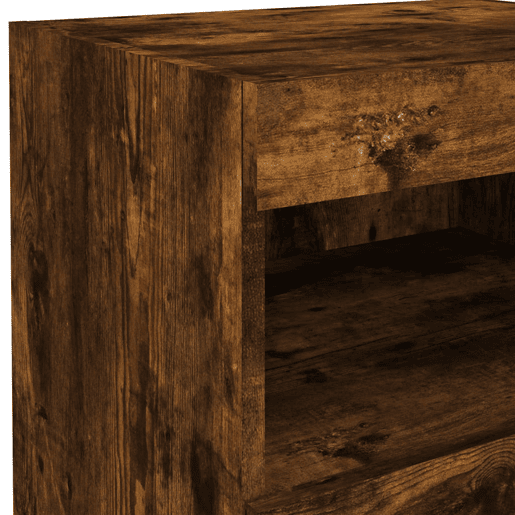 vidaXL Mesa de cabeceira c luzes LED 50x40x45 cm carvalho fumado vidaXL Mesa de cabeceira c luzes LED 50x40x45 cm carvalho fumado