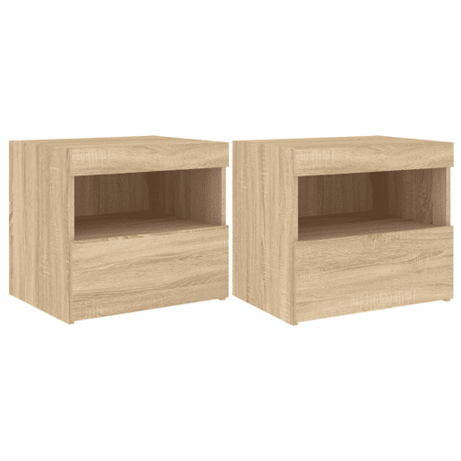 vidaXL Mesas cabeceira c luzes LED 2 pcs 50x40x45 cm carvalho sonoma vidaXL Mesas cabeceira c luzes LED 2 pcs 50x40x45 cm carvalho sonoma