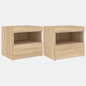 vidaXL Mesas cabeceira c luzes LED 2 pcs 50x40x45 cm carvalho sonoma
