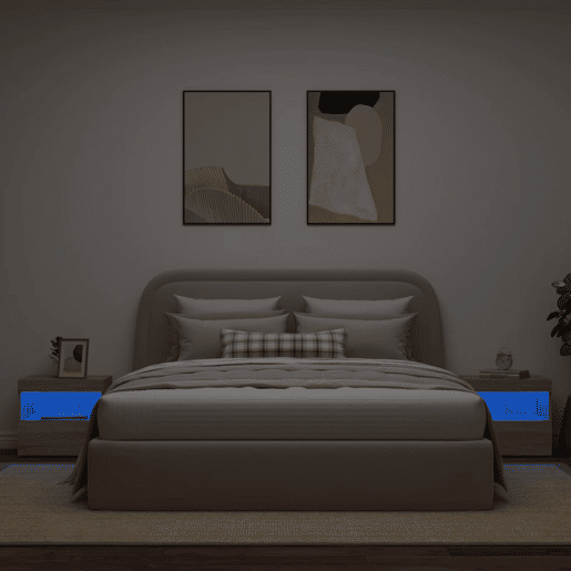 vidaXL Mesas cabeceira c luzes LED 2 pcs 50x40x45 cm carvalho sonoma vidaXL Mesas cabeceira c luzes LED 2 pcs 50x40x45 cm carvalho sonoma