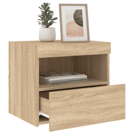 vidaXL Mesas cabeceira c luzes LED 2 pcs 50x40x45 cm carvalho sonoma vidaXL Mesas cabeceira c luzes LED 2 pcs 50x40x45 cm carvalho sonoma