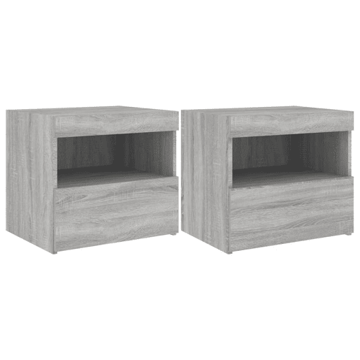 vidaXL Mesas cabeceira c luzes LED 2 pcs 50x40x45 cm cinza sonoma