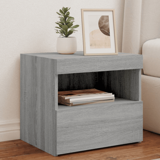 vidaXL Mesas cabeceira c luzes LED 2 pcs 50x40x45 cm cinza sonoma
