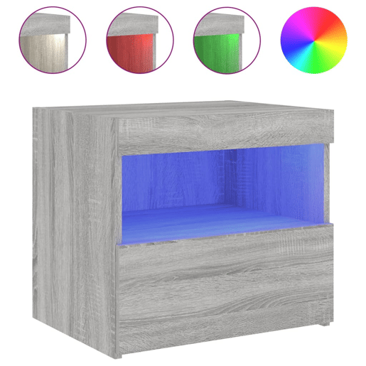 vidaXL Mesas cabeceira c luzes LED 2 pcs 50x40x45 cm cinza sonoma