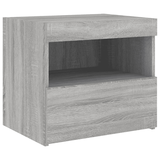 vidaXL Mesas cabeceira c luzes LED 2 pcs 50x40x45 cm cinza sonoma