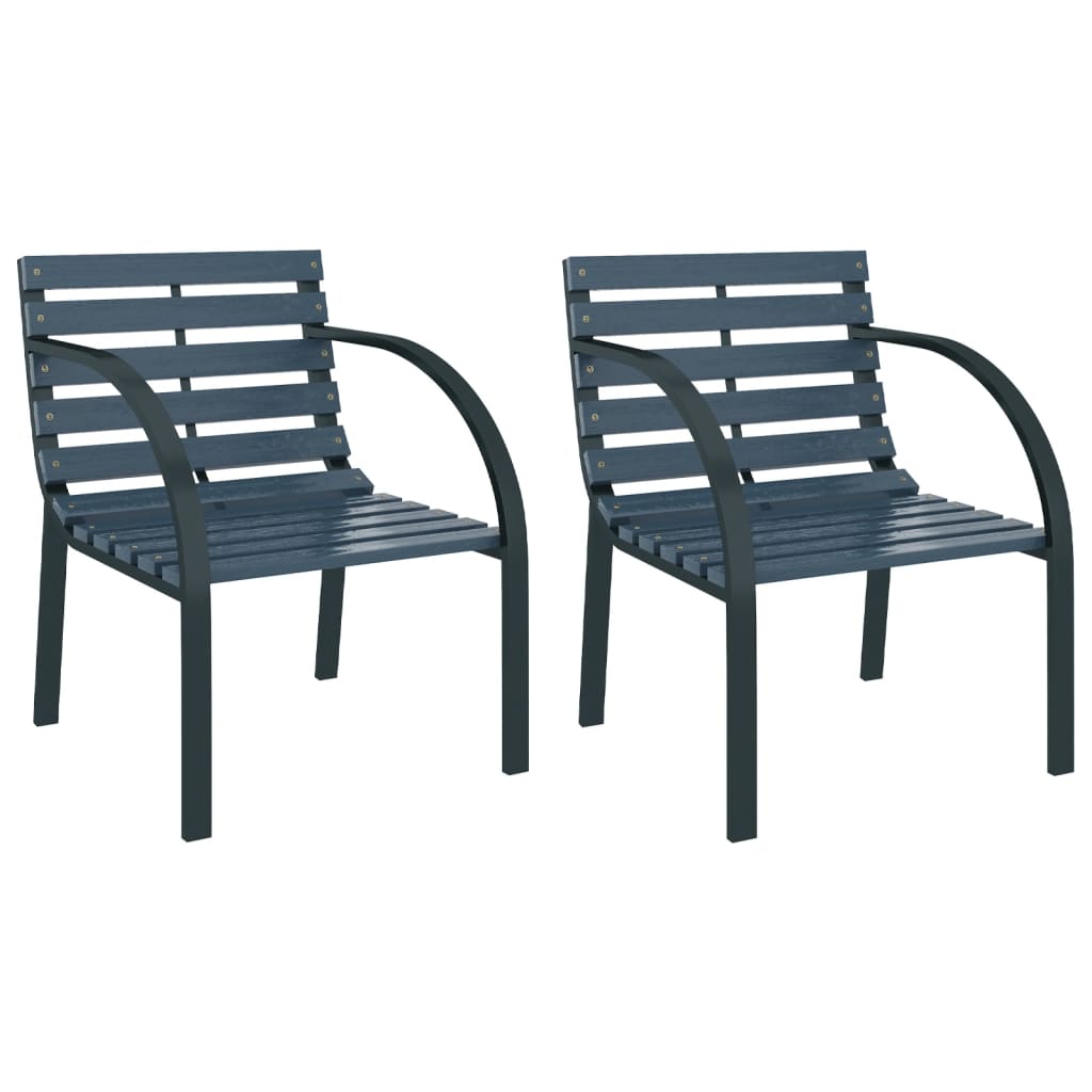 sillas de jardin 2 unidades madera gris