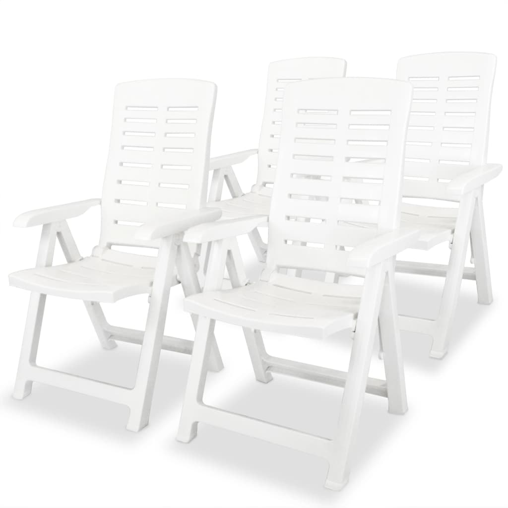 sillas de jardin reclinables 4 unidades plastico blanco