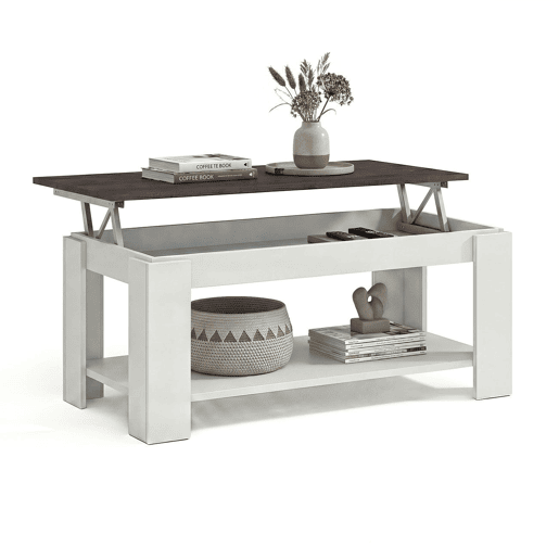 Mesa de centro com arrumação 102x43-54 cm Lya Artik Branco (Branco mate) - Ferrugem 50 x 54 x 50 cm