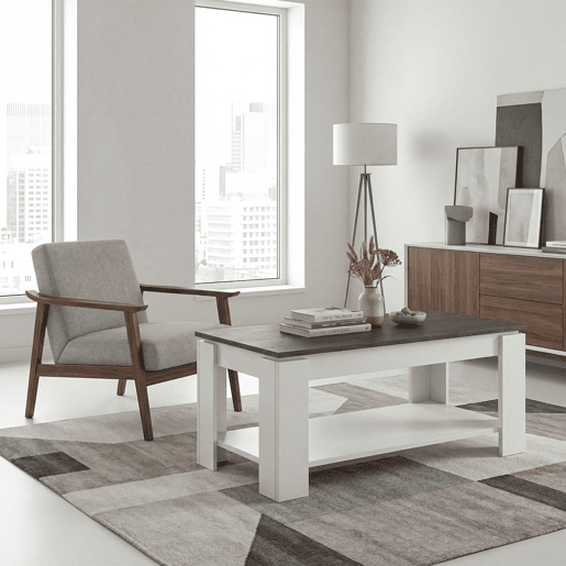 Mesa de centro com arrumação 102x43-54 cm Lya Artik Branco (Branco mate) - Ferrugem 50 x 54 x 50 cm