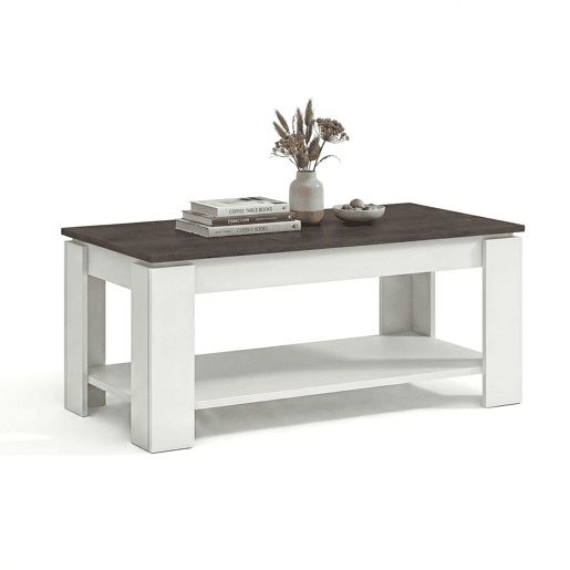 Mesa de centro com arrumação 102x43-54 cm Lya Artik Branco (Branco mate) - Ferrugem 50 x 54 x 50 cm