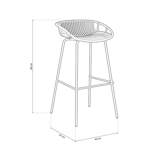 Taburete alto Ari Preto 47 x 88 x 44 cm