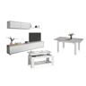 Pack salón con mesa de centro y mesa de comedor Arlet Branco Artik (Branco mate) - Cinzento Cimento 200 x 43 x 41 cm