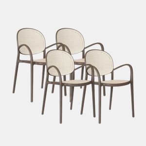 Pack 4 sillas de exterior Klux Arm Taupé - rattan 56 x 85 x 48 cm