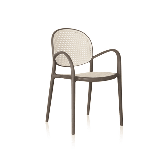 Pack 4 sillas de exterior Klux Arm Taupé - rattan 56 x 85 x 48 cm