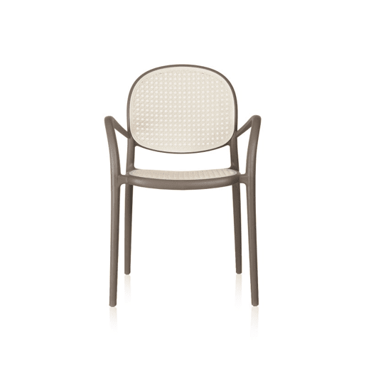 Pack 4 sillas de exterior Klux Arm Taupé - rattan 56 x 85 x 48 cm