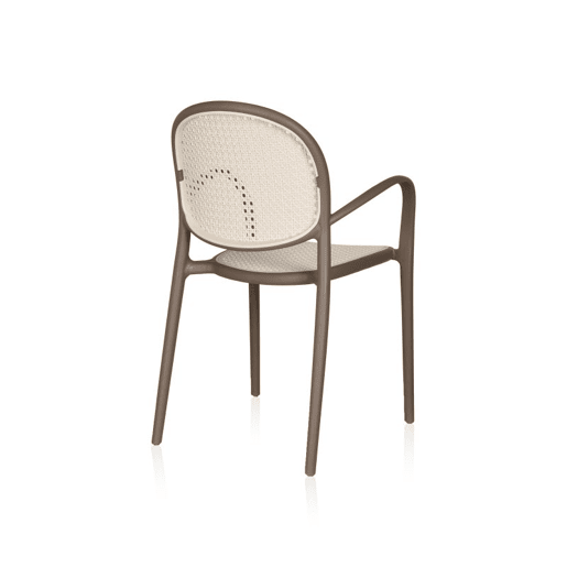 Pack 4 sillas de exterior Klux Arm Taupé - rattan 56 x 85 x 48 cm