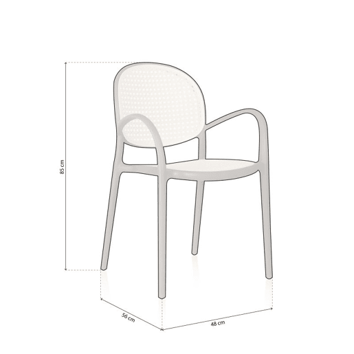 Pack 4 sillas de exterior Klux Arm Taupé - rattan 56 x 85 x 48 cm