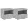 vidaXL Mesas cabeceira c luzes LED 2 pcs 50x40x45 cm cinza-cimento