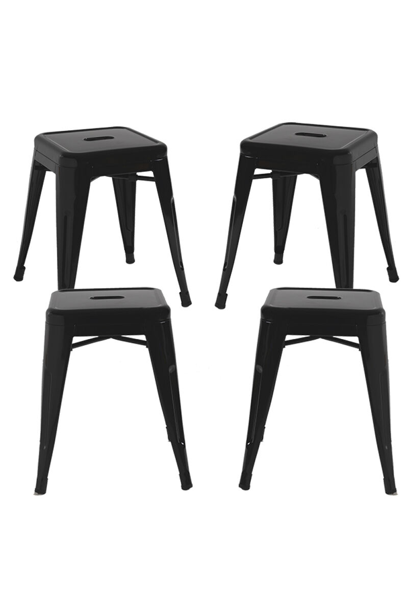 Pack 4 taburetes torix pequeños - negro mate