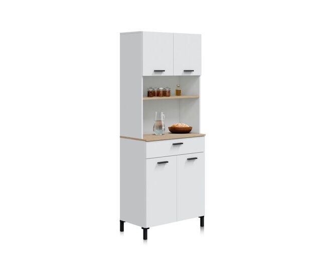 Alacena de cocina con 4 puertas y 1 cajón en blanco artik y natur 72x185 cm Nitza Blanco Artik (Blanco Mate) - Natur 72 x 185 x 40 cm