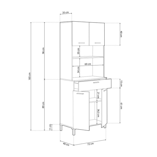 Armário Nitza Blanco Artik (Blanco Mate) - Natur 72 x 185 x 40 cm