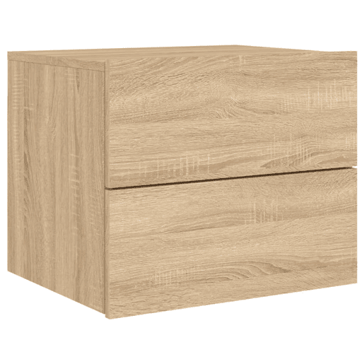 vidaXL Mesa de cabeceira de parede com luzes LED carvalho sonoma