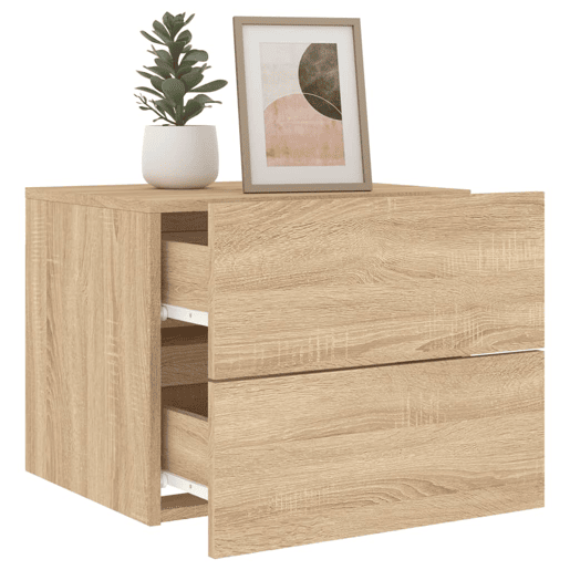 vidaXL Mesa de cabeceira de parede com luzes LED carvalho sonoma