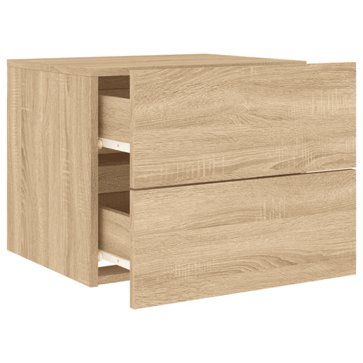 vidaXL Mesa de cabeceira de parede com luzes LED carvalho sonoma