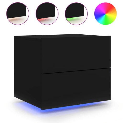 vidaXL Mesa de cabeceira de parede com luzes LED preto vidaXL Mesa de cabeceira de parede com luzes LED preto