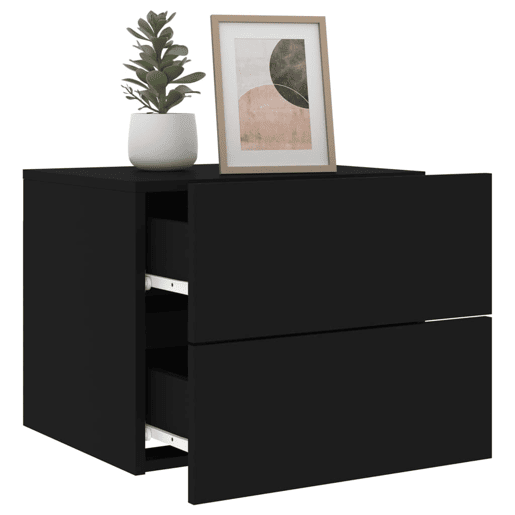 vidaXL Mesa de cabeceira de parede com luzes LED preto vidaXL Mesa de cabeceira de parede com luzes LED preto