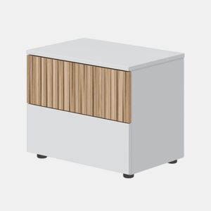 Mesita de noche Ethna Blanco Artik (Blanco Mate) - Natur 50 x 41,5 x 34 cm