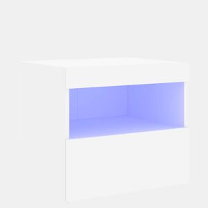 vidaXL Mesa de cabeceira com luzes LED 50x40x45 cm branco