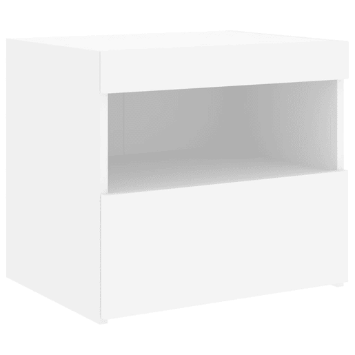 vidaXL Mesa de cabeceira com luzes LED 50x40x45 cm branco vidaXL Mesa de cabeceira com luzes LED 50x40x45 cm branco