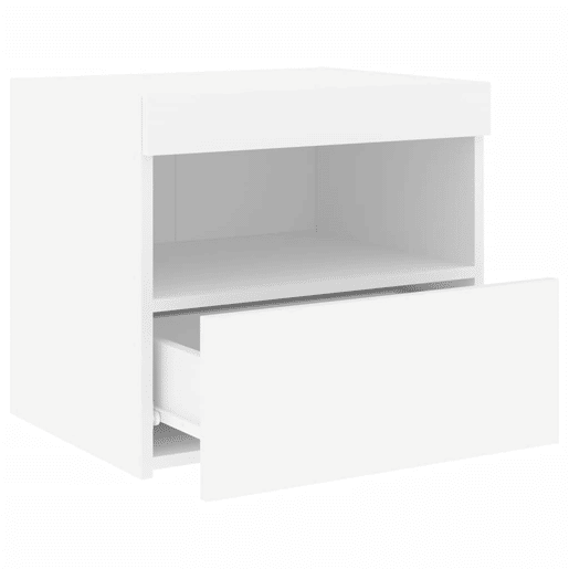 vidaXL Mesa de cabeceira com luzes LED 50x40x45 cm branco vidaXL Mesa de cabeceira com luzes LED 50x40x45 cm branco