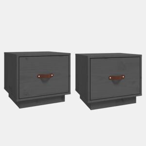 vidaXL Mesas de cabeceira 2 pcs 40x34x35 cm pinho maciço cinzento