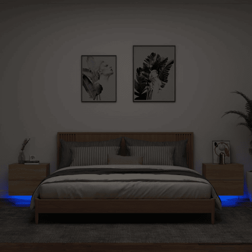 vidaXL Mesas de cabeceira de parede com luzes LED 2pcs carvalho sonoma vidaXL Mesas de cabeceira de parede com luzes LED 2pcs carvalho sonoma