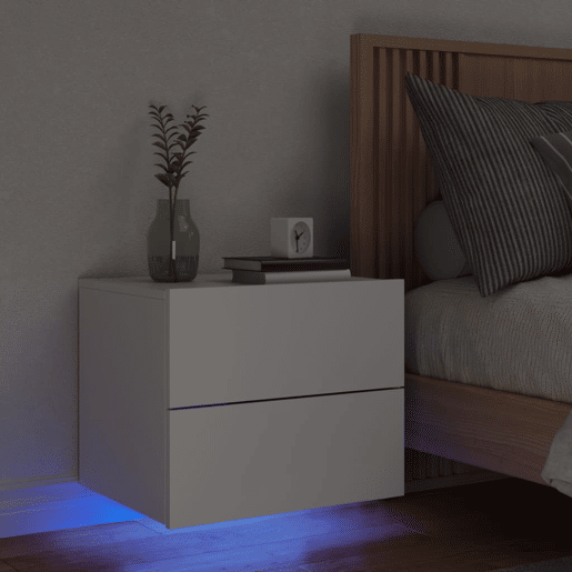 vidaXL Mesa de cabeceira de parede com luzes LED branco