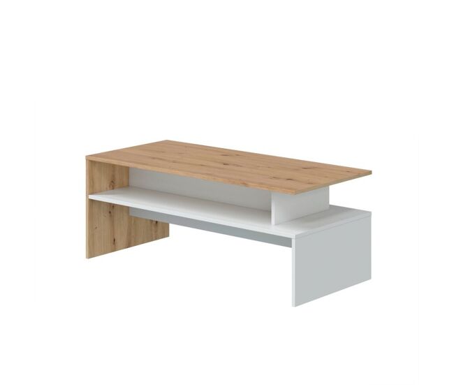 Mesa de centro Lyra Blanco Artik (Blanco Mate) - Roble Nodi 108 x 43 x cm