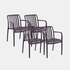 Pack 4 sillas exterior Jamie Arm Castanho 57,5 x 81 x 55,5 cm