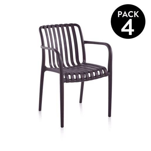 Pack 4 sillas exterior Jamie Arm Castanho 57,5 x 81 x 55,5 cm