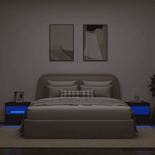 vidaXL Mesas de cabeceira c luzes LED 2 pcs 50x40x45 cm preto