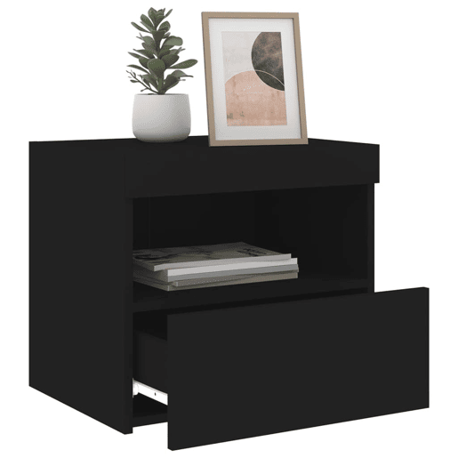 vidaXL Mesas de cabeceira c luzes LED 2 pcs 50x40x45 cm preto