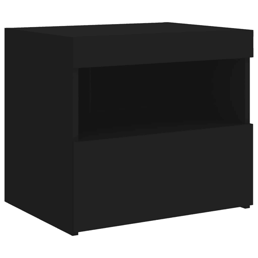 vidaXL Mesas de cabeceira c luzes LED 2 pcs 50x40x45 cm preto