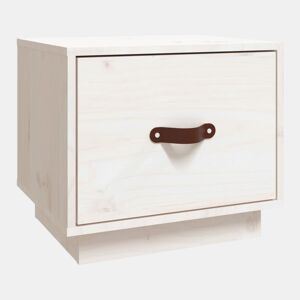 vidaXL Mesa de cabeceira 40x34x45 cm madeira de pinho maciça branco