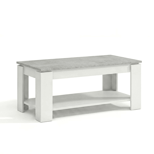 Mesa de centro com arrumação 102x43-54 cm Lya Branco Artik (Branco mate) - Cinzento Cimento 50 x 54 x 50 cm