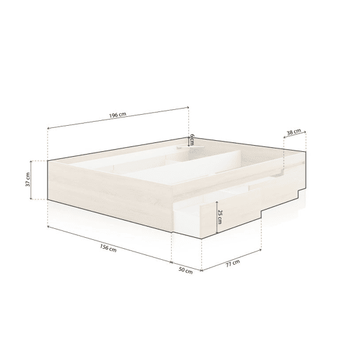 Cama Four Carvalho canadiano 196 x 37 x 156 cm