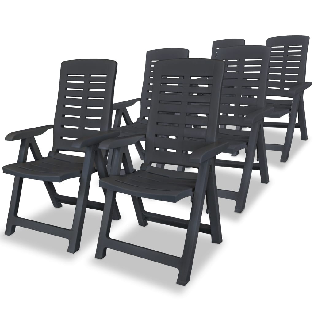 sillas de jardin reclinables 6 unidades plastico gris antracita