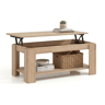 Mesa de centro com arrumação 102x43-54 cm Lya Carvalho canadiano 50 x 54 x 50 cm